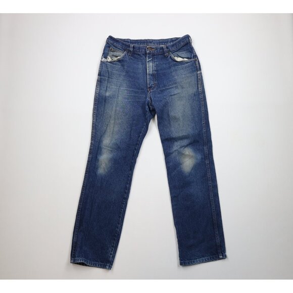 Vintage 70s 80s Dickies Branders Mens 32x34 Distressed Straight Leg Denim Jeans